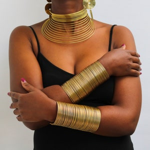 African Brass necklace, Brass Jewelry, Brass Choker Necklace, Brass drop earrings, Brass Cuff bracelets, Christmas Gift , Moms gift image 2