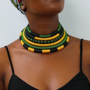 African choker necklace, Silk yarn Choker necklace, African Jewelry , Statement necklace, Boho Necklace, Christmas gift for her, Mom gift
