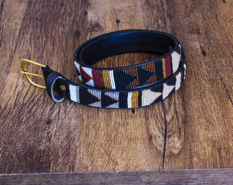 Maasai beaded belt, Leather belt, Handmade belt, African beaded belt, Men belt, Casual belt, Boho belt, Gift for him, Gift for her,