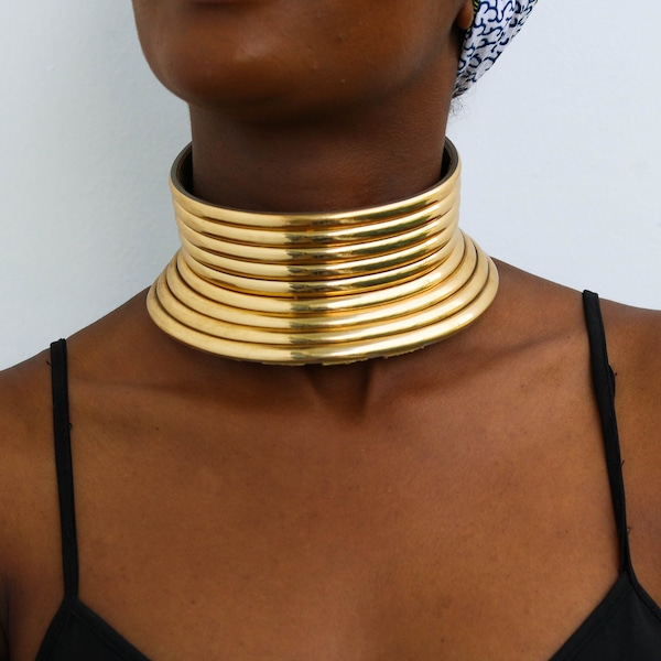 Ndebele choker necklace, African Choker necklace , Dzila necklace, Gold choker necklace, Handmade choker necklace, Moms gift, Gift for her