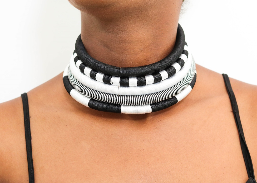 Bohemian African Choker Necklace - Colorful Beaded Statement Collar, Tribal Festival Jewelry - View #9
