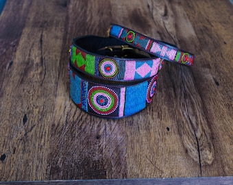 Maasai beaded Whippet collars, Lurcher collar, Grey Hound collar, African collar,  Handmade collar , Leather collar, Pet collar