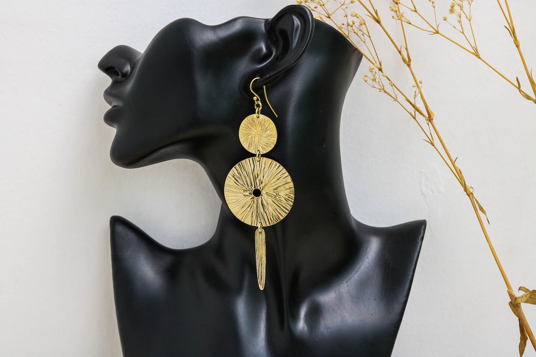 Kilimanjaro Earrings - Brass + Black main image 1