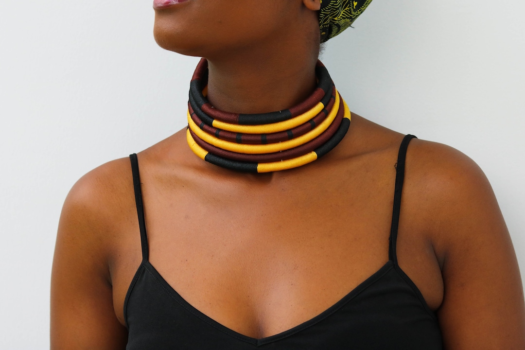 Bohemian African Choker Necklace - Colorful Beaded Statement Collar, Tribal Festival Jewelry - View #6