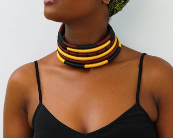 African choker necklace, Silk yarn Choker necklace, African Jewelry , Statement necklace, Boho Necklace, Christmas gift for her, Mom gift