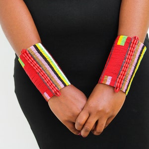 Naruki Handmade Maasai Beaded Cuff Bracelet - Multicolored