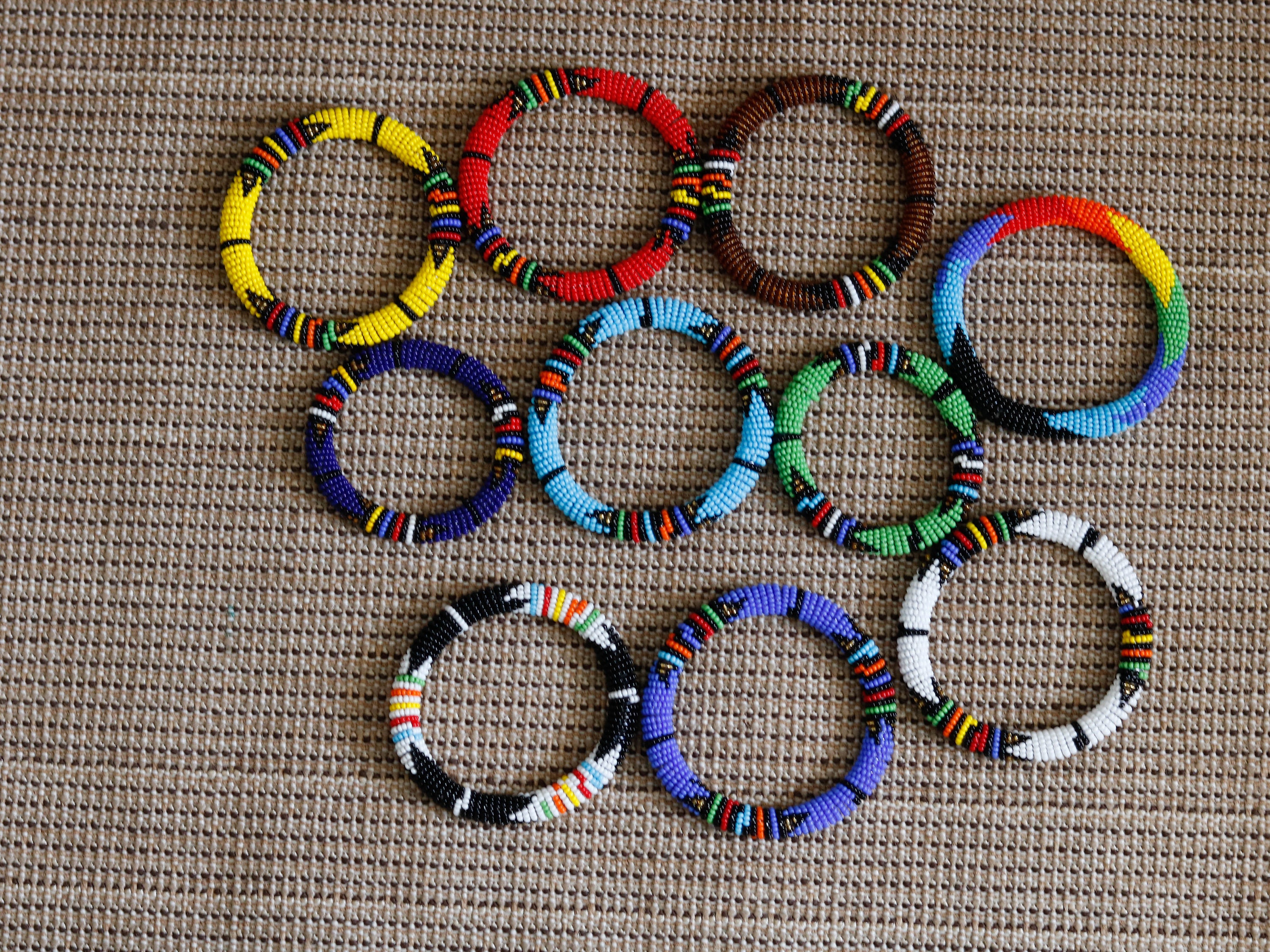 アフリカ　ケニア　マサイ族　ビーズ　ブレスレット　２個 African Ethnic tribal maasai Kenya Handmade Beaded Bracelet
