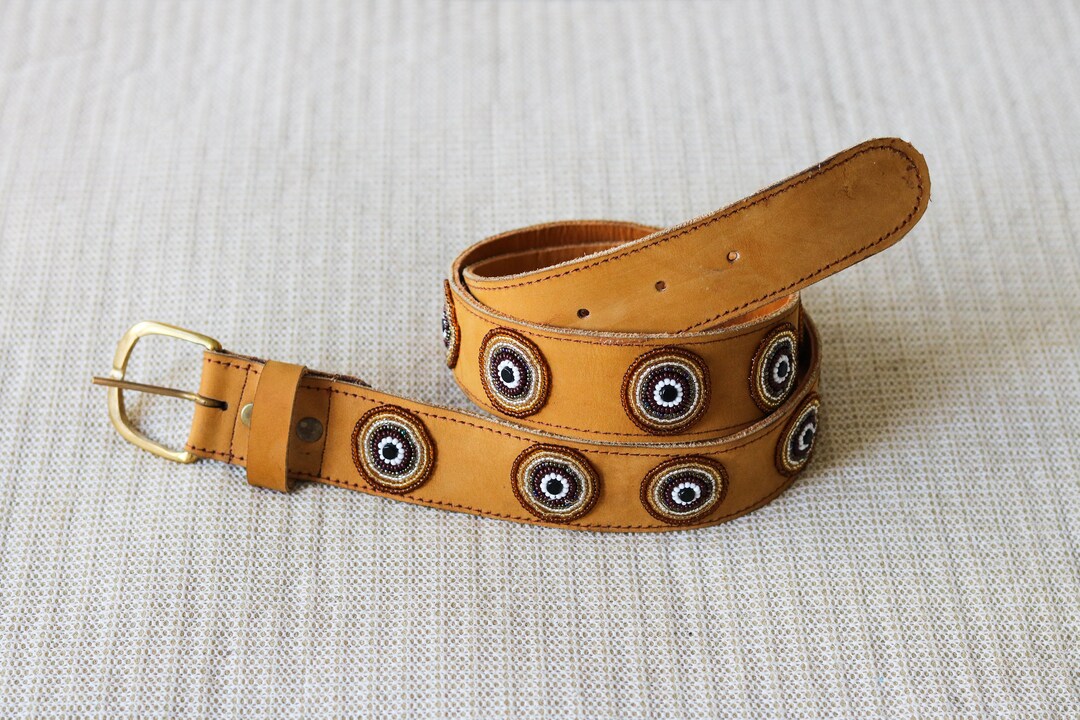 African Beaded Belt, Handmade Leather Belt, Maasai Beaded Belt, Unisex Belt, Casual Belt, Boho ...