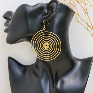 African Brass hoop earrings, Large hoop Earrings, Tribal earrings, Minimalistic Earrings, Christmas gift for her, Moms gift, Boho earrings