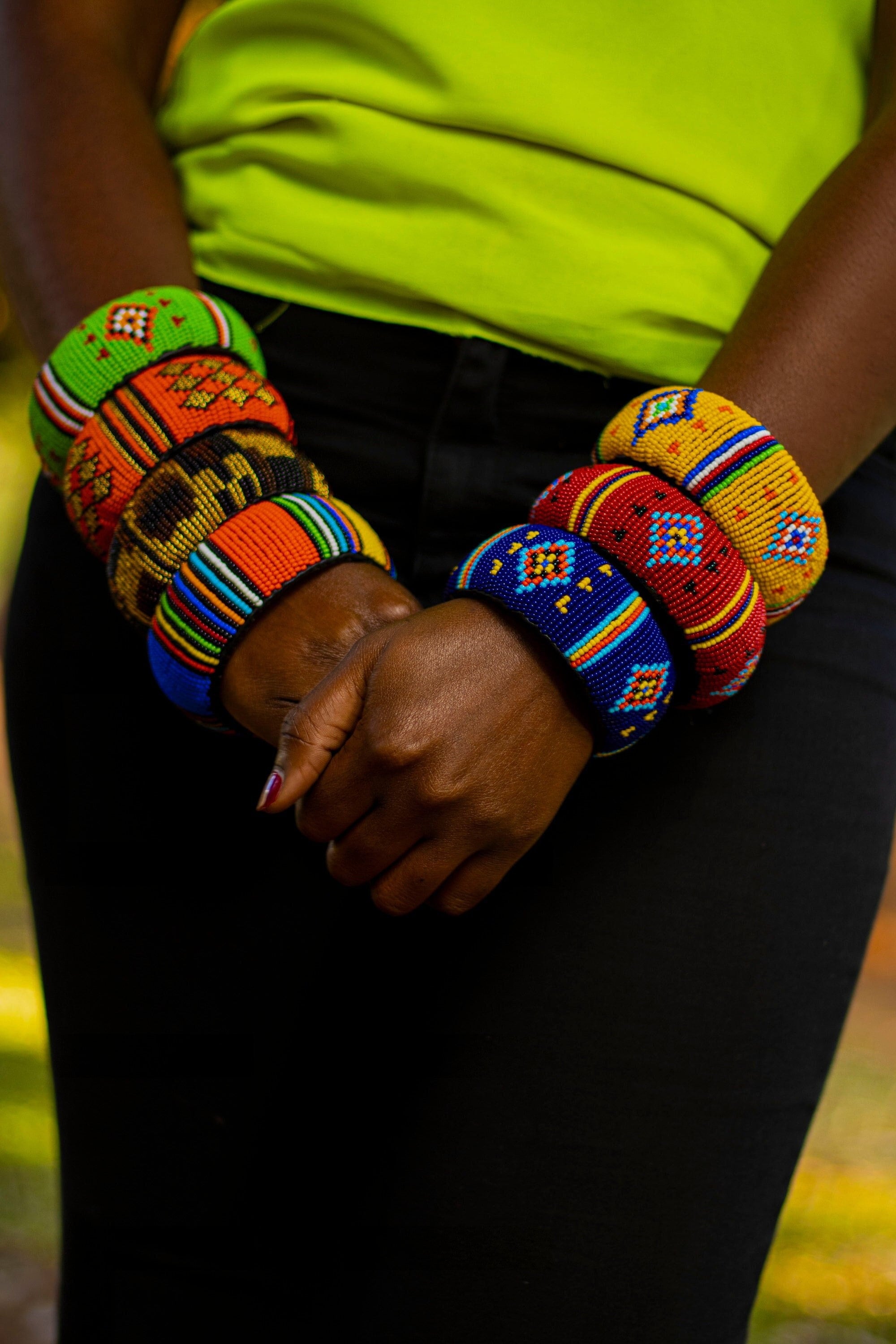 Colorful Strong Beads Bracelet - v1 | Black Malaika