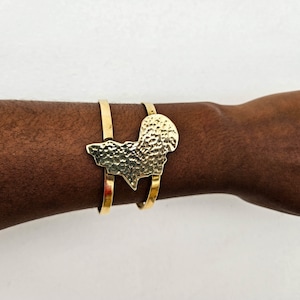 Bracelet en laiton avec carte de l'Afrique, bracelet manchette en laiton, bracelet patrie, bijoux en laiton, bracelet de poignet, joncs en laiton, cadeau de Noël pour elle