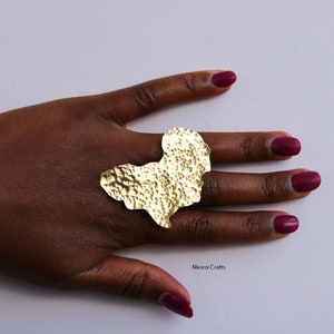 African map brass ring, African Brass jewelry, Metal rings, Handmade rings, Unisex rings, Adjustable rings, Gift for her, Christmas gift