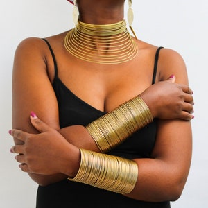 African Brass necklace, Brass Jewelry, Brass Choker Necklace, Brass drop earrings, Brass Cuff bracelets, Christmas Gift , Moms gift Necklace & bracelets