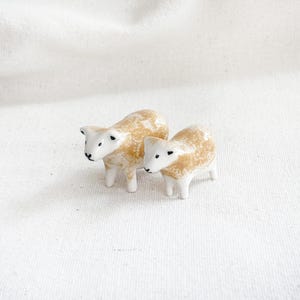 Handmade Ceramic Sheep and Lamb Set: Rustic Farmhouse Decor