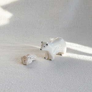 Polar Bear Figurine – Handmade Ceramic Animal – Stoneware Sculpture – Gift for Animal Lovers