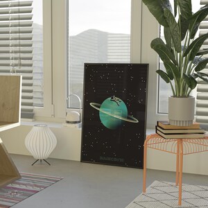 Póster espacial vintage / Póster de Back in 10 / Arte mural de dibujos animados del espacio / Impresión de astronauta en el espacio / Póster de planeta azul / Arte mural descargable