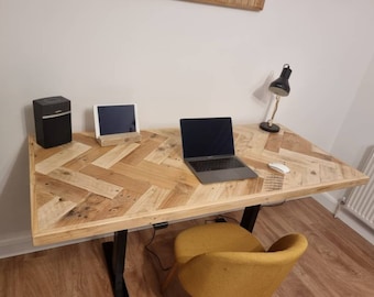 Double Herringbone Desk. Height Adjustable. Sit and Stand Desk. Elevate. Made to Order