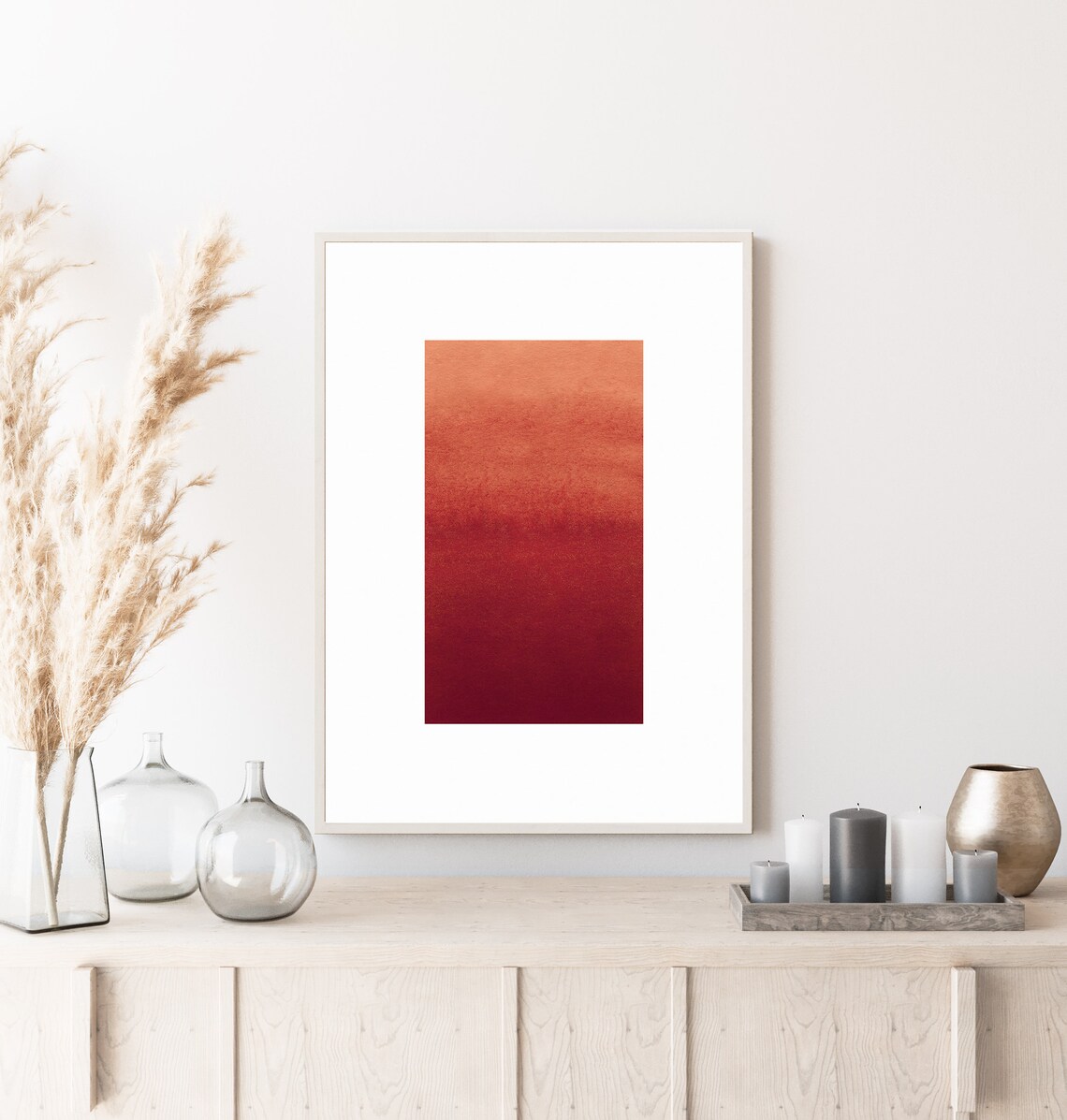 Modern RED Printable Wall Art Red Color Art Prints Instant Etsy