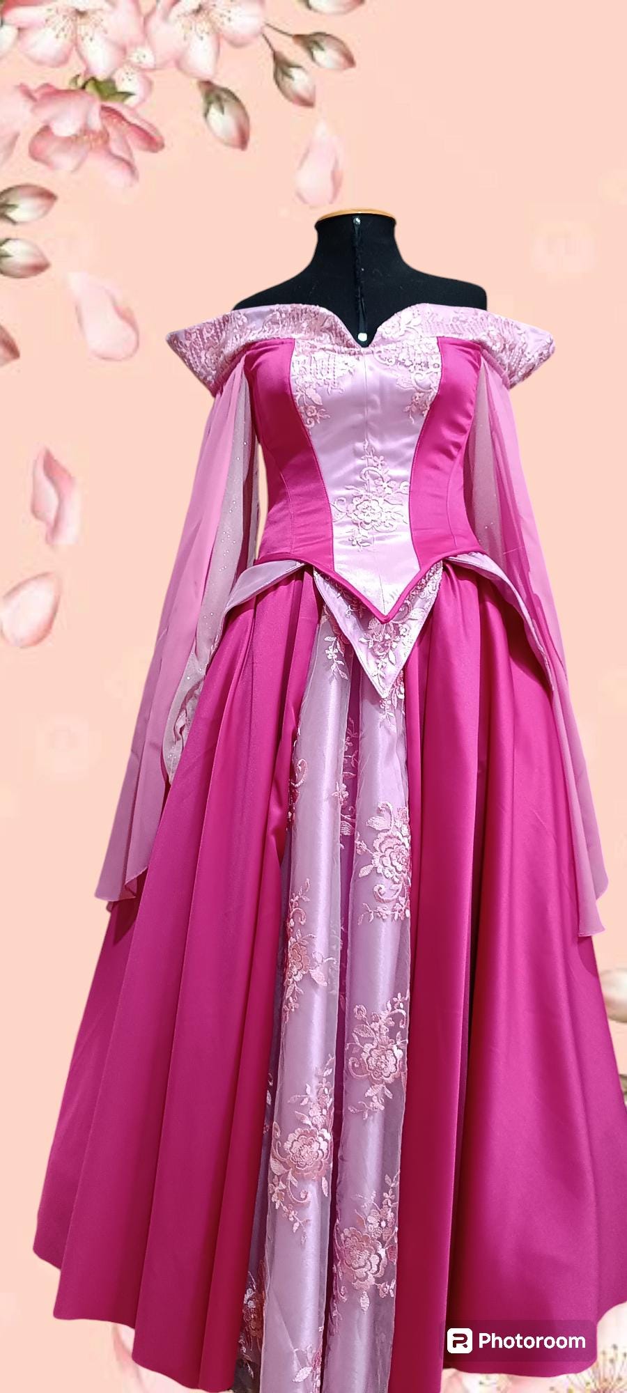 ディズニープリンセスのオーロラ姫のコスプレドレス（ピンク）オーダー