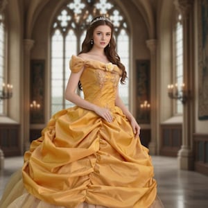 Cosplay costume Belle yellow dress ballgown custommade Beauty and the beast