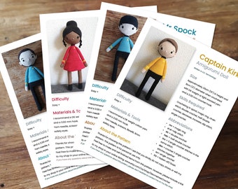 Star Trek Amigurumi Dolls | 4 Crochet *PATTERN* Downloads | Kirk, Uhura, Spock & McCoy