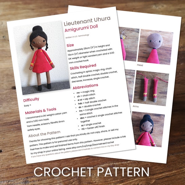 Uhura Star Trek Amigurumi Doll | Crochet *PATTERN* Download