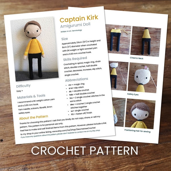 Captain Kirk Amigurumi Doll | Crochet *PATTERN* Download