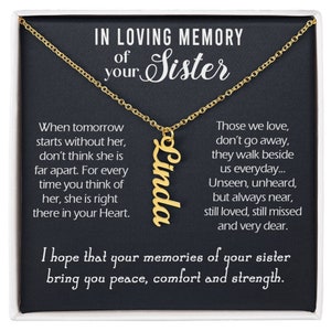 In Memory of sister, Sister memorial, Sister remembrance gift, Sister name necklace, Name pendant, Funeral, Mourning Gift, Loss of Sister