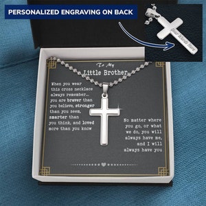 Gift for little brother, engraved cross necklace, Brother gift from Sister, Christmas gift for brother, Birthday gift for young brother