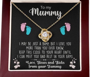 Pregnancy Gift for Her,My Mummy From Tummy Necklace,Mommy Gift From Unborn Baby,New Mom Gift From Husband,Baby Bump Gift,New Mom love knot