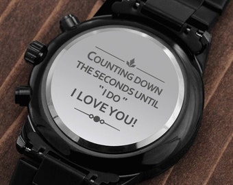 Regalo del novio, regalos del día de la boda para el novio, reloj para hombres reloj personalizado ideas grabadas, regalo de boda para hombres, reloj de novio, reloj de futuro marido