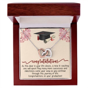 Cadeau de collier de graduation pour elle-Coffret cadeau de graduation-Collier de graduation-Carte-cadeau de graduation personnalisée-Ensemble de colliers de verrouillage en argent