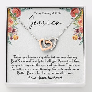 Presente de casamento personalizado para noiva do noivo, presente para futura esposa, presente de dia de casamento, colar para noiva, presente de casamento de noivo para noiva, eu faço
