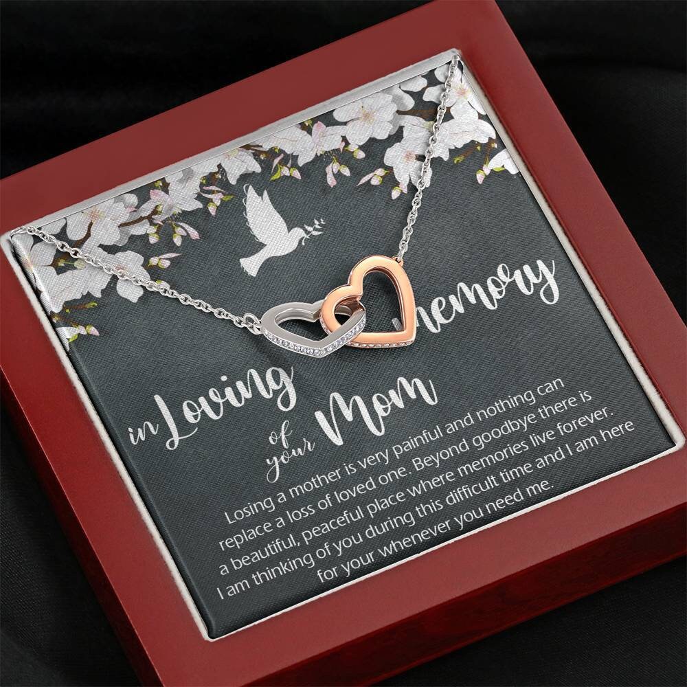 Collana in ricordo della mamma, regalo commemorativo per la mamma, collana con pietra portafortuna abbinata, regalo di condoglianze per il padre