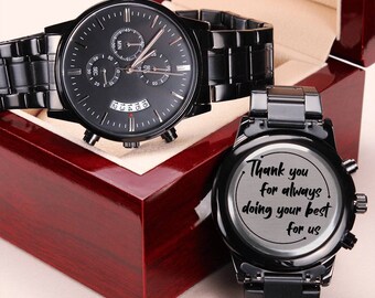 Wristwatch for husband, Custom fathers day gift for him, Keepsake for father, Wristwatch for dad, water resistant watch, Personalized watch
