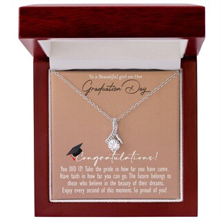 Collana Con Ciondolo Cuore Per Laurea: Regalo Per Insegnante, Figlia, Nipote - Zircone Cubico, Con Biglietto E Panno