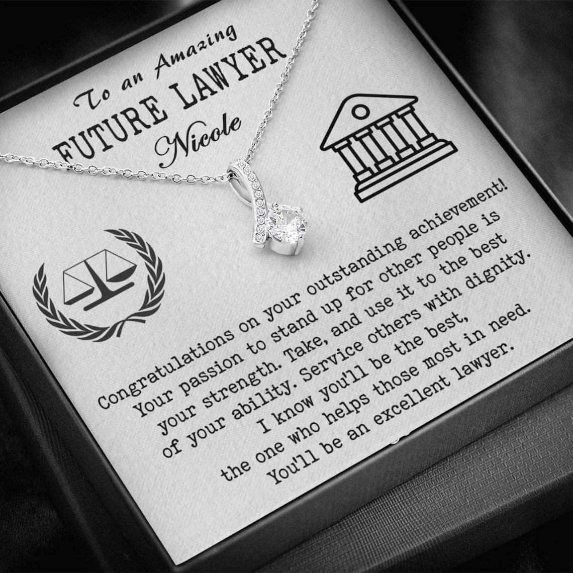 Graduation Gift for Law Student Future Lawyer Necklace Law Etsy UK