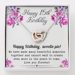 Colar de 15 anos, presente de 15 anos, décimo quinto aniversário, presente para menina de 15 anos, feliz aniversário de 15 anos, feliz 15 anos, filha adolescente