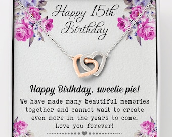 15th birthday Necklace, 15th birthday gift, Fifteenth Birthday, Gift for 15 year old girl, 15th Happy Birthday, Happy 15th,Teenager Daughter