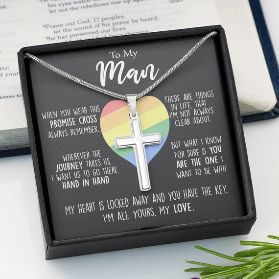 Gay male gift, Gay wedding gift, Gay couple anniversary, LGBT gifts, Gay flag Gift, Gay cross necklace, Gay Boyfriend gift,Gay gothic gifts
