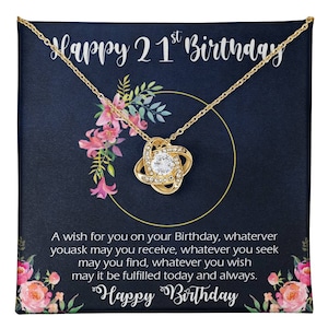 Gepersonaliseerde verjaardag ketting, aangepaste verjaardagscadeaukaart, 21e verjaardag ketting, gepersonaliseerd cadeau voor verjaardag, ketting charme, verjaardagskaart