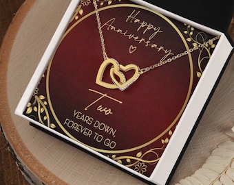 2nd Anniversary gift for wife, 2 Years together, Second Anniversary Gift, 2 years anniversary necklace for her,Personalized Anniversary Gift