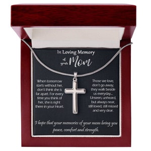 In memory of Mom, Remembrance gift for son, Sympathy Gift, Mom Keepsake, Loss of mother, Funeral gift, Mother Memorial gift, cross necklace