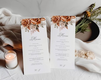 Terracotta Wedding Menu Template, Editable Boho Menu, Burnt Orange Copper Menu, Instant Download Tropical Menu