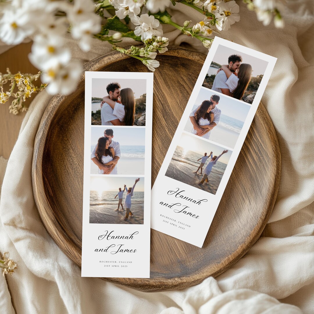 Photo Booth Cards for Wedding 02, Photo Strip Frame, Modern Elegant ...