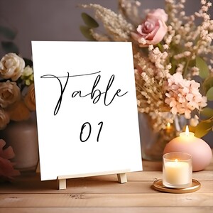 Wedding Table Number Template, Elegant Script Table Number Card, 5x7 and 4x6, Editable Template, Instant Download