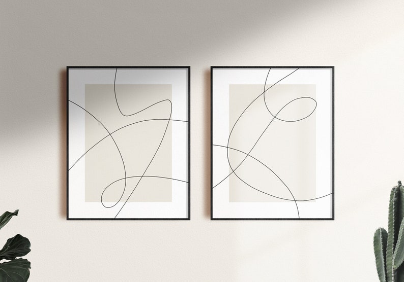 Minimalist Line Art Set of Two Prints Continuous Line Etsy