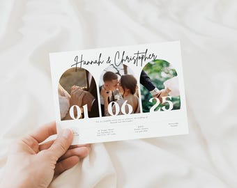 Invite Template Photo Collage, Save The Date Card with Photos, Save The Date Digital Download, Canva Editable Template