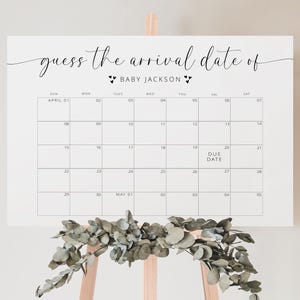 Baby Due Date Calendar Guessing Game, Baby Shower Game, Guess Baby&#39;s Birth Date, Editable Baby Prediction, Guess the Arrival, Templett