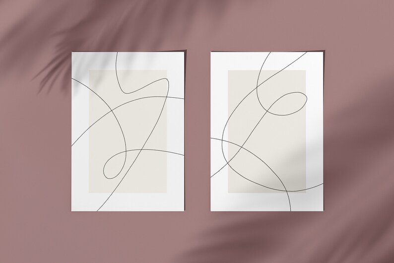 Minimalist Line Art Set of Two Prints Continuous Line Etsy
